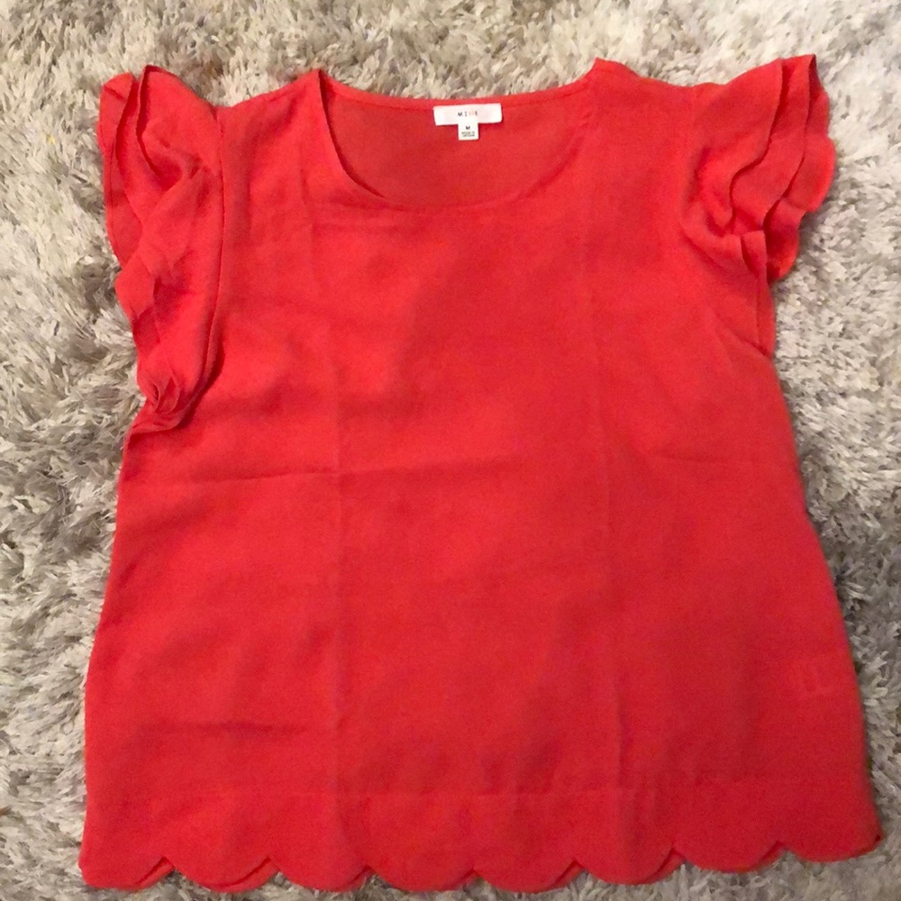 Coral scalloped blouse